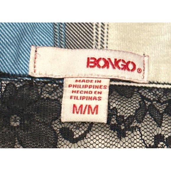Women Bongo Brand Blouse Blue Plaid w/Lacey Back Polyester Blend Junior Size M - Picture 8 of 16